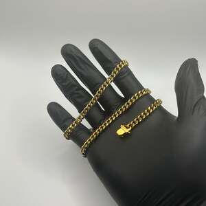 Real 18K Gold Chain 6mm Mini Cuban Necklace 20” Unisex Waterproof New Fast Ship